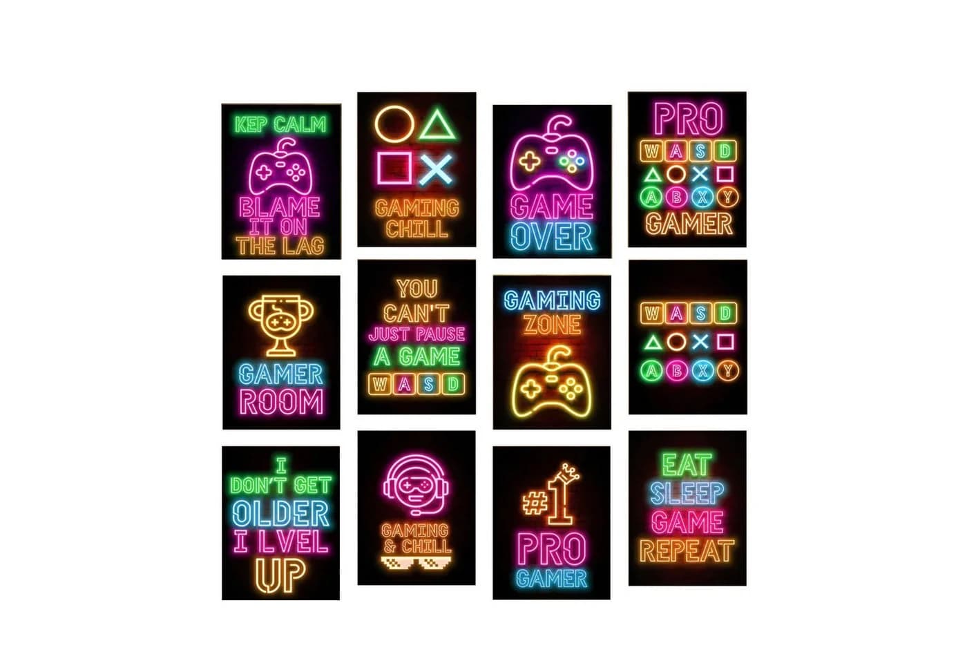 Jungengel Wandbild Gamer Zocker 12-Teilig Wanddeko Gaming-Room Spielzimmer - Bild 4