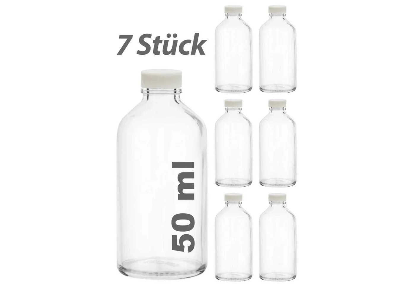 Jungengel 7er Set Mini Vorratsfläschchen Glas 50ml Weiß - Bild 5