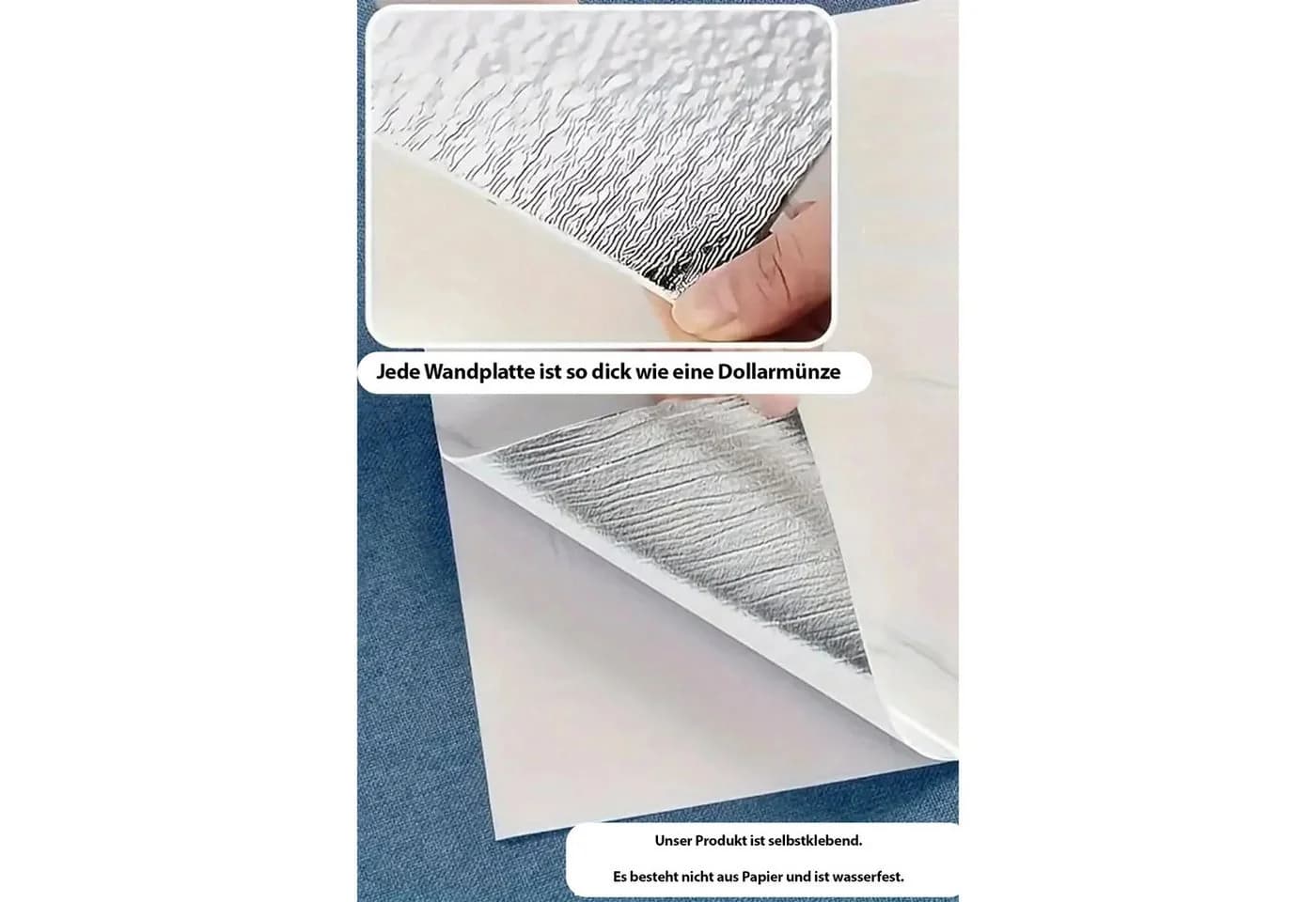 Jungengel Wandpaneel 10'er Set Marmor Weiß Gold Selbstklebend - Bild 5