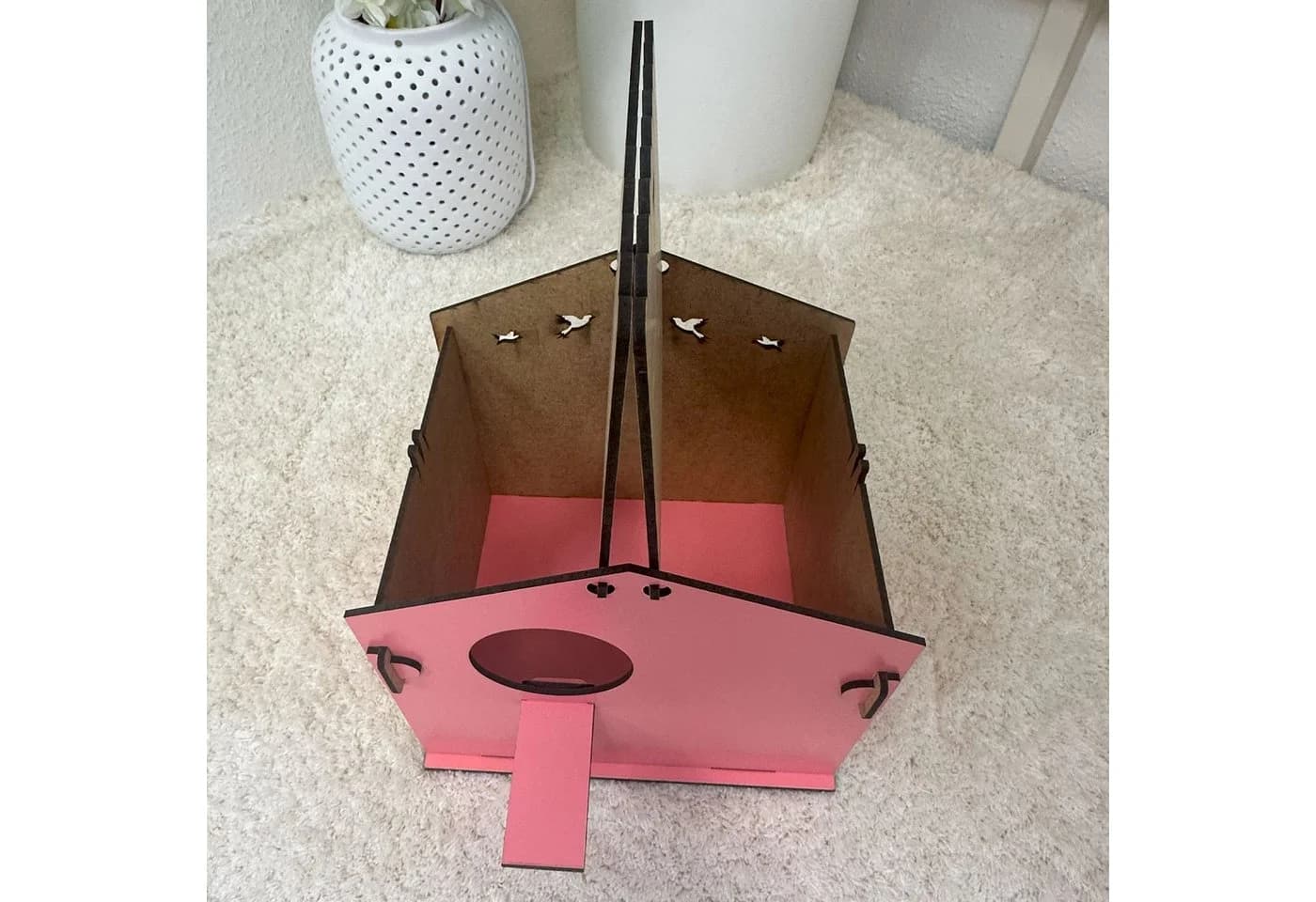 Jungengel Vogelhaus Nistkasten Stecksystem Holz Rosa - Bild 3