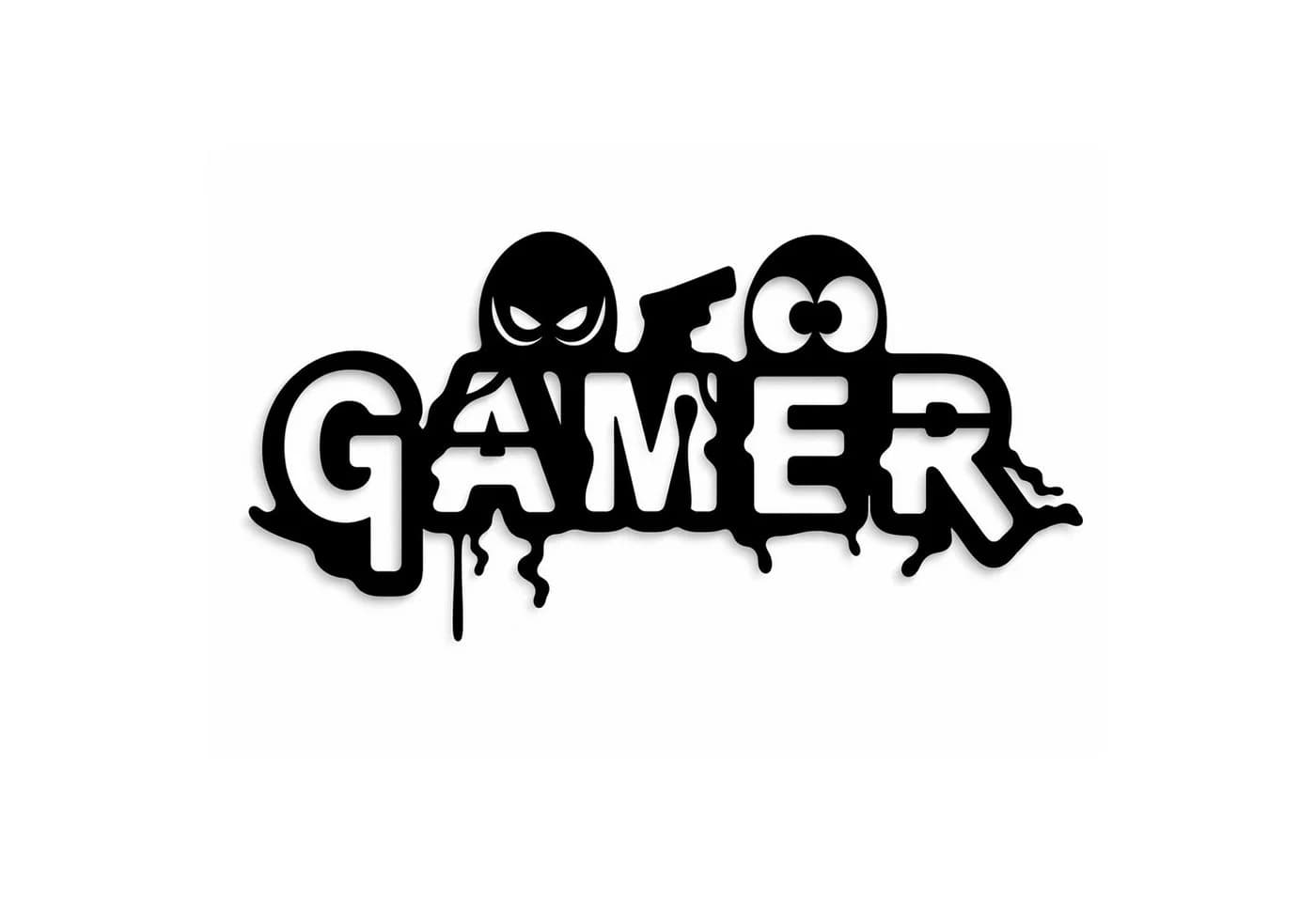 Jungengel Wandbild Gamer Schriftzug Schwarz MDF Holz Deko - Bild 2