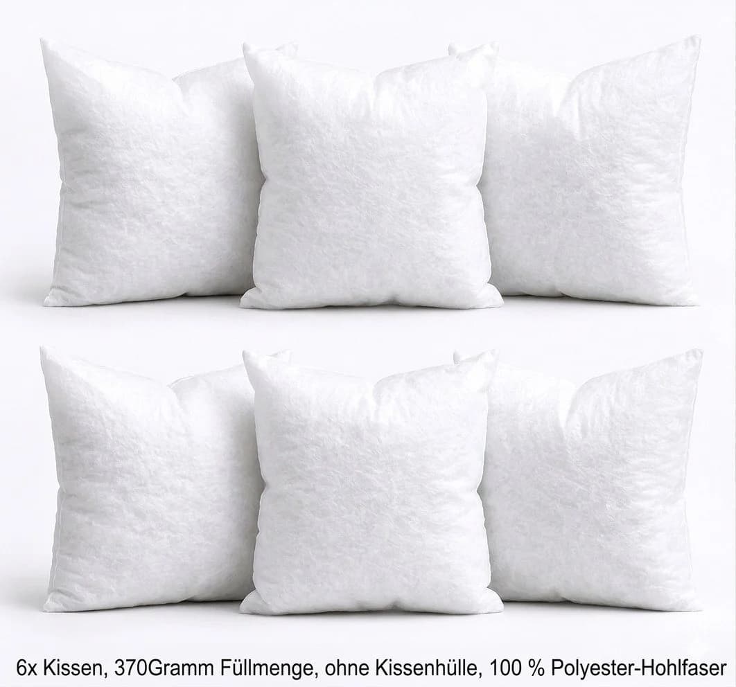 Jungengel Kissenfüllung 6er Set 40x40 cm Weiß Polyester