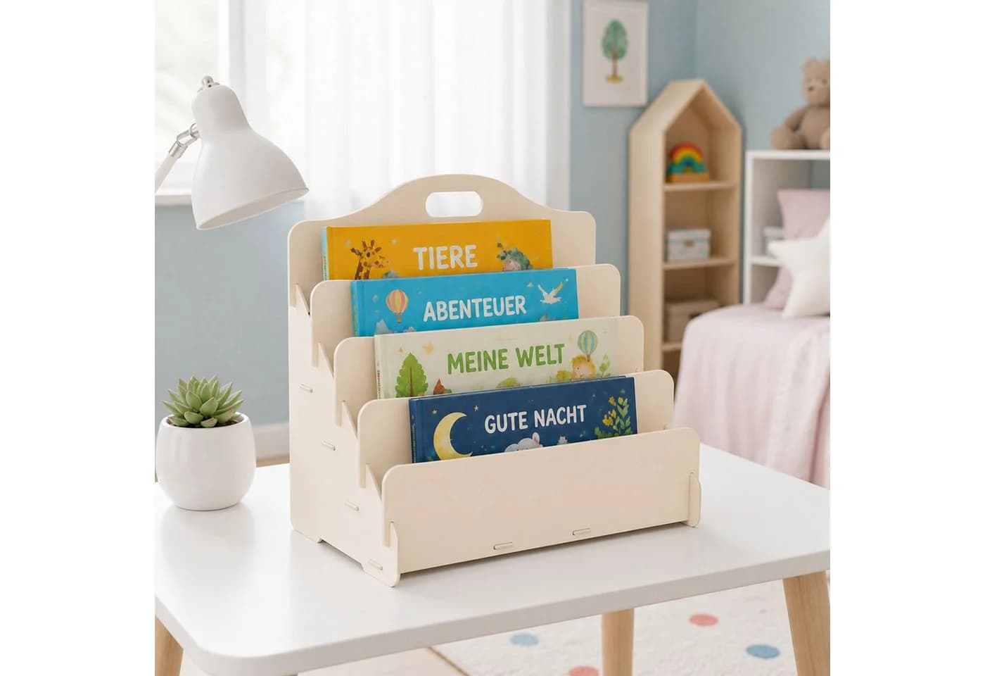 Jungengel Kinder-Bücherregal Montessori Bücherständer Beige - Bild 2