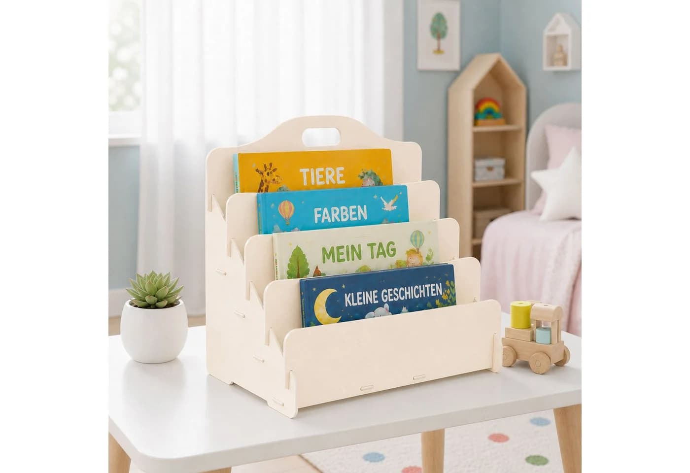Jungengel Kinder-Bücherregal Montessori Bücherständer Beige - Bild 4