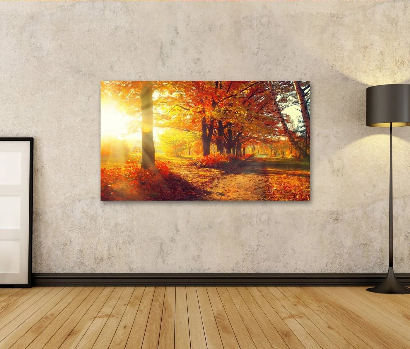 islandburner Leinwandbild Herbstpark Bunt 80x40cm