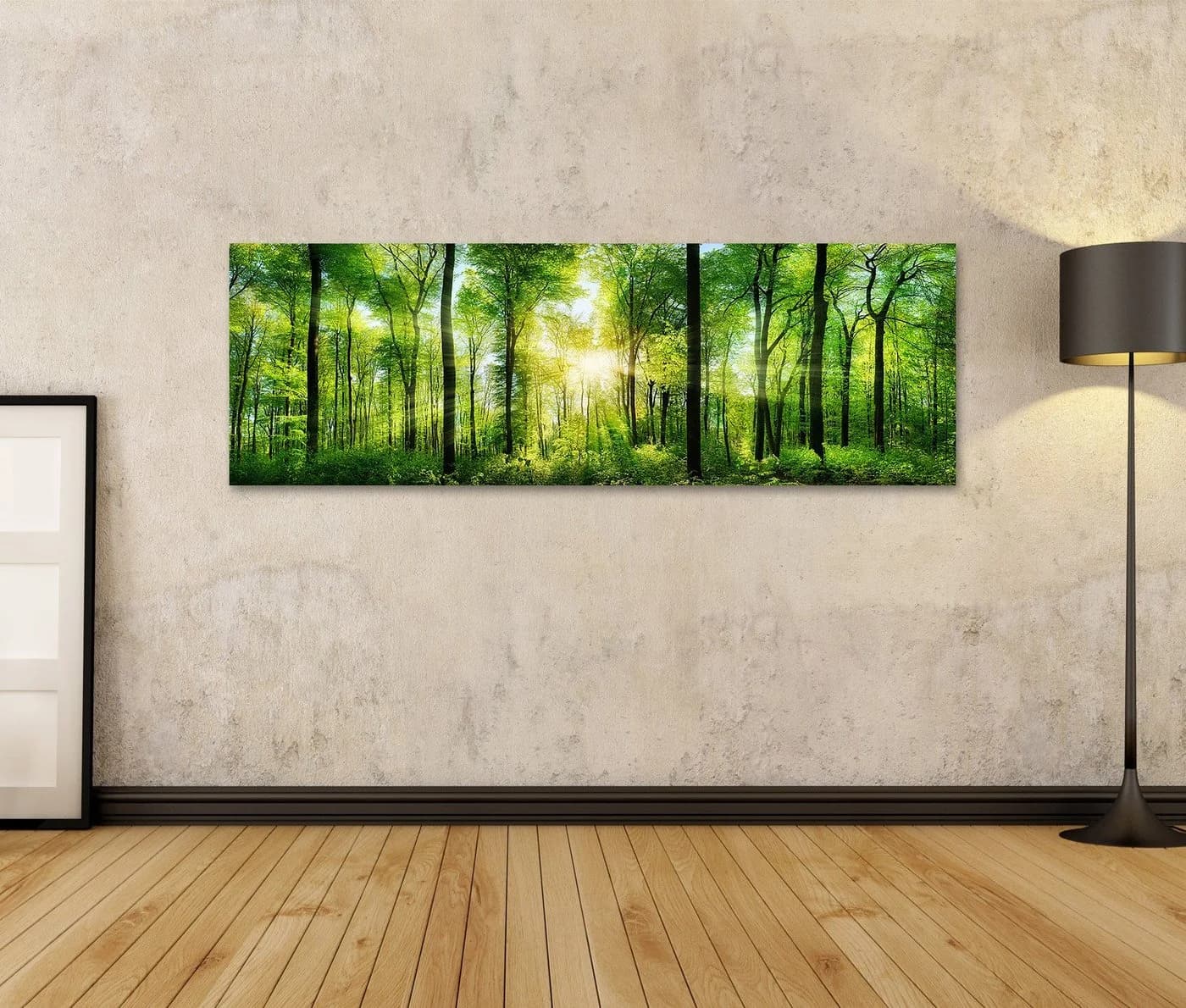 islandburner Leinwandbild Panorama Wald Grün 120x40cm