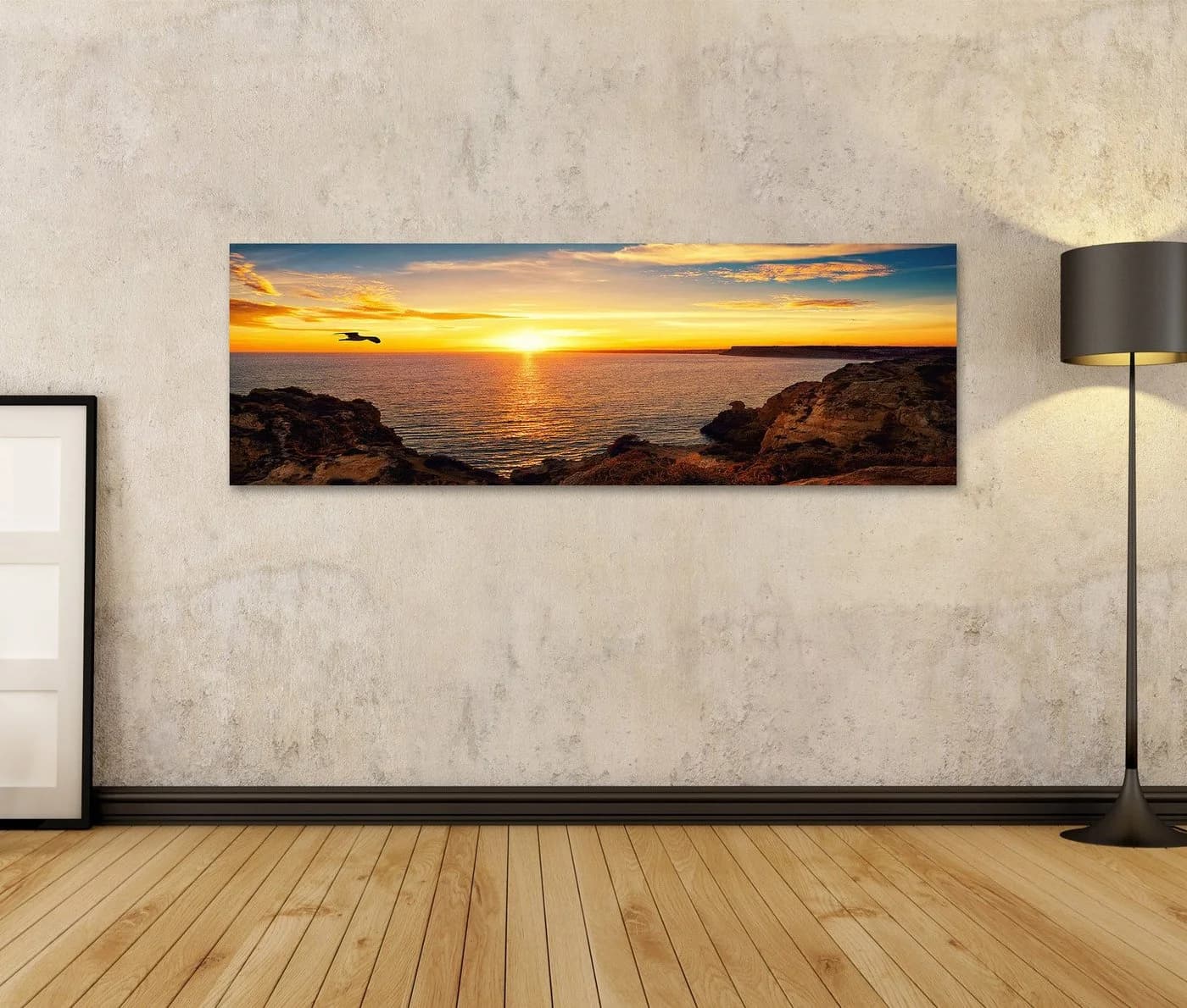 islandburner Leinwandbild Panorama Sonnenuntergang Meer