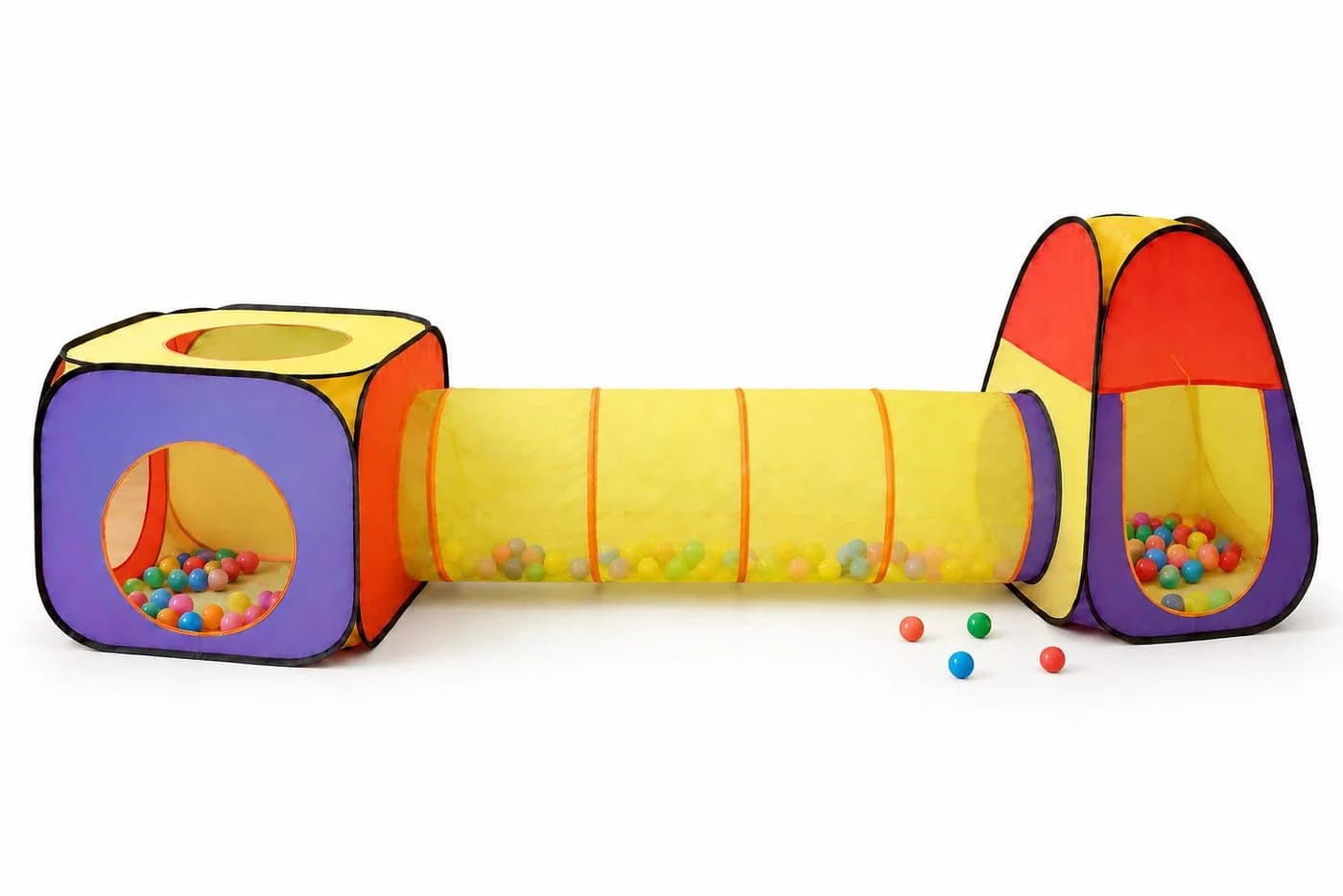 Rungassi 3-teiliges Kinder-Spielzelt mit Krabbeltunnel und 200 Bällen - Bild 2