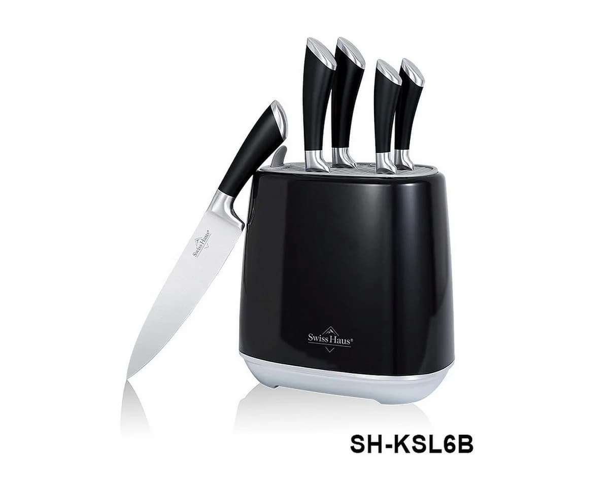 Swiss-Haus Messerblock 6-tlg. Schwarz mit Kochmesser, Santoku & Steakmesser - Bild 2