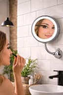 Rungassi Kosmetikspiegel 10x Vergrößerung mit LED-Leuchtring & Saugnapf, Silber Bild 2