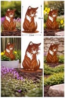 Ferrum Art Design Gartenfigur Katzenmutter Edelrost Metall Bild 3
