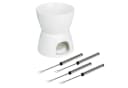 HI Schokoladen Fondue-Set aus Porzellan Weiß mit 4 Edelstahl-Gabeln Bild 1