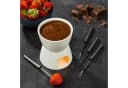 HI Schokoladen Fondue-Set aus Porzellan Weiß mit 4 Edelstahl-Gabeln Bild 2