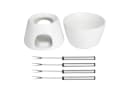 HI Schokoladen Fondue-Set aus Porzellan Weiß mit 4 Edelstahl-Gabeln Bild 4