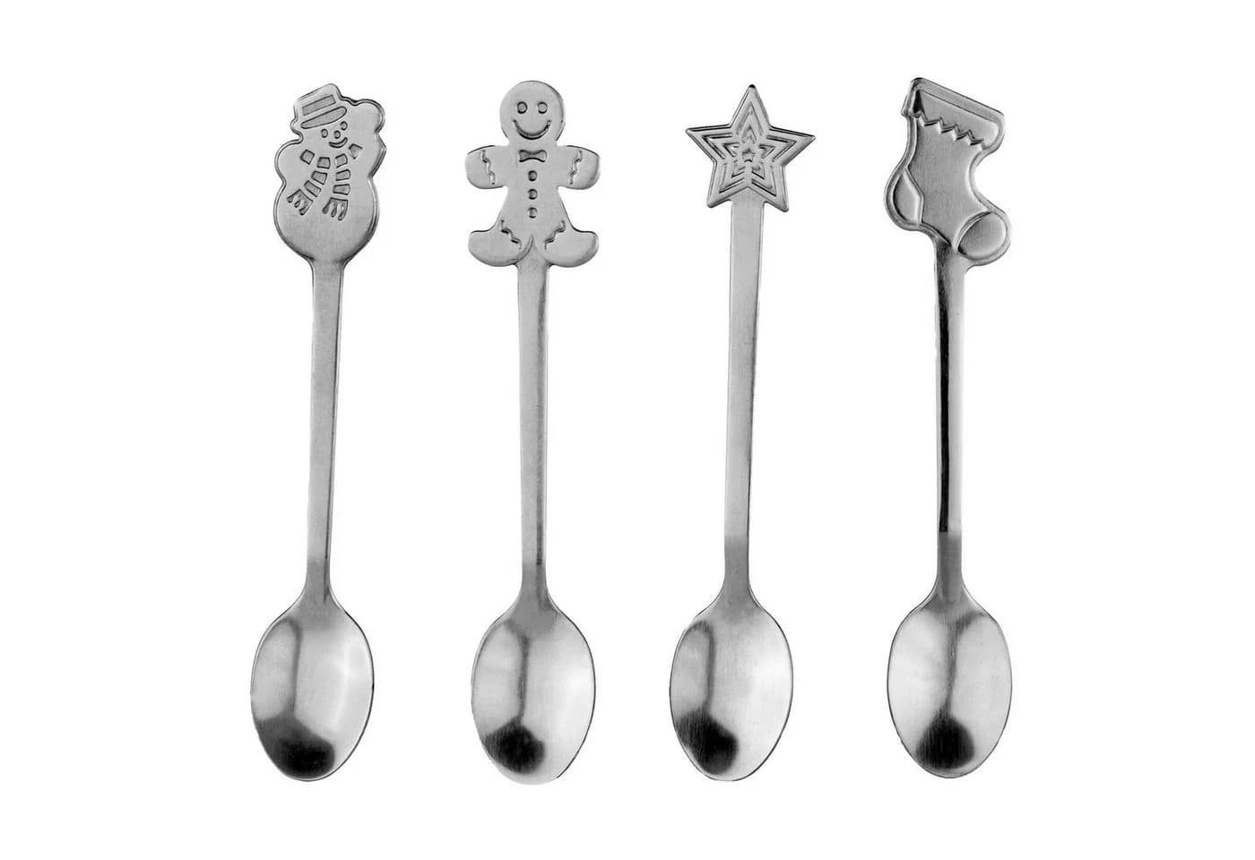 Rungassi Besteck-Set 4er Set Kaffeelöffel Dessertlöffel Weihnachtsmotive