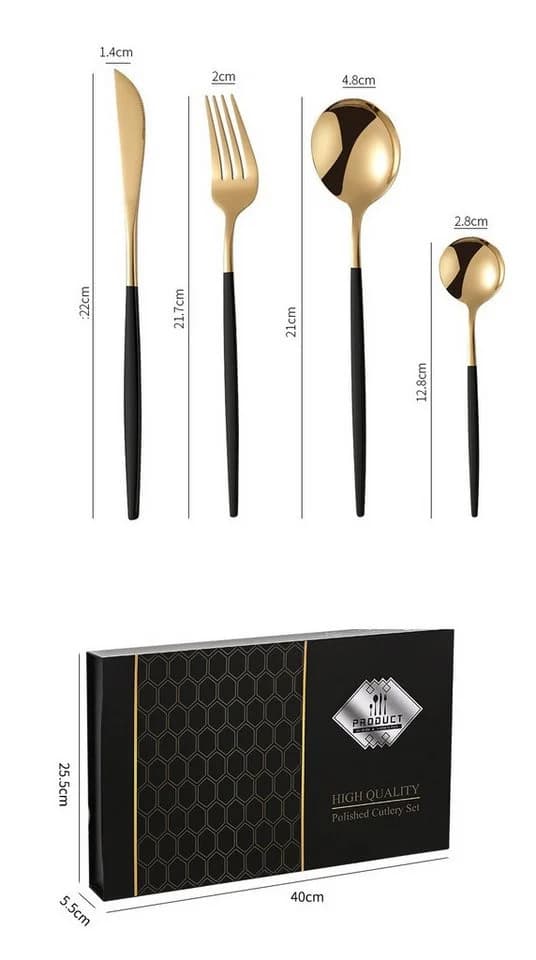 Rungassi Besteck-Set 24-tlg. Schwarz/Gold für 6 Personen