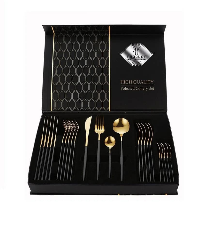 Rungassi Besteck-Set 24-tlg. Schwarz/Gold für 6 Personen - Bild 5