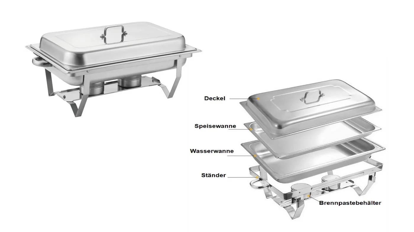 Rungassi Warmhaltebehälter Set 2x Edelstahl Buffetwärmer Silber - Bild 5