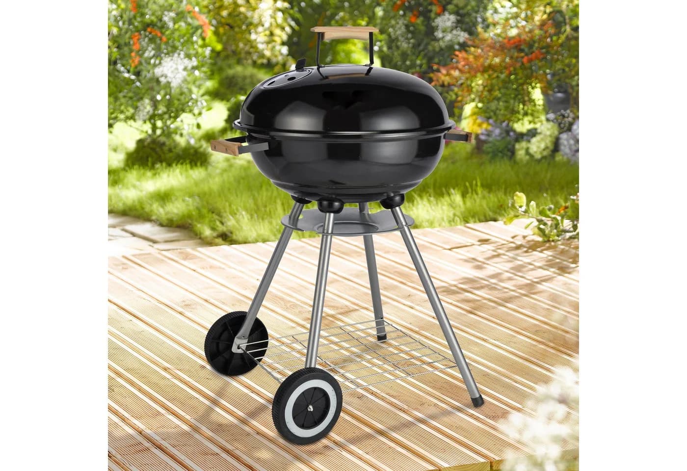 Rungassi Kugelgrill Edelstahl XXL mit Rollen & Holzgriffen