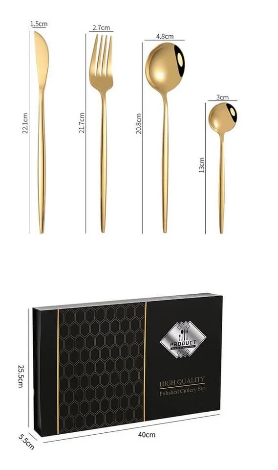Rungassi Besteck-Set Premium 24-tlg. Gold für 6 Personen Edelstahl - Bild 3