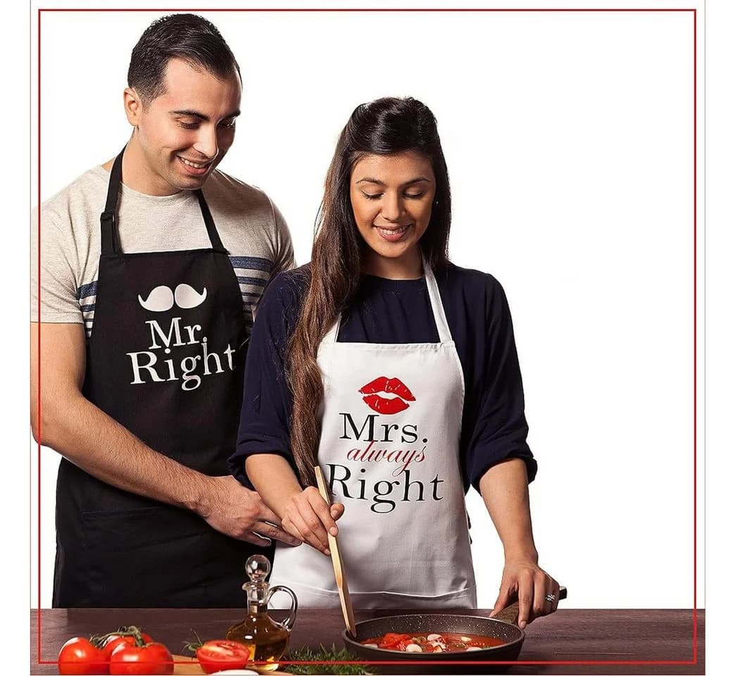 nomsum Kochschürze 2er Set Mr. & Mrs. Right Bunt - Bild 4