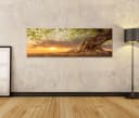 islandburner Leinwandbild Baum Sonnenuntergang Orange Panorama Bild 1