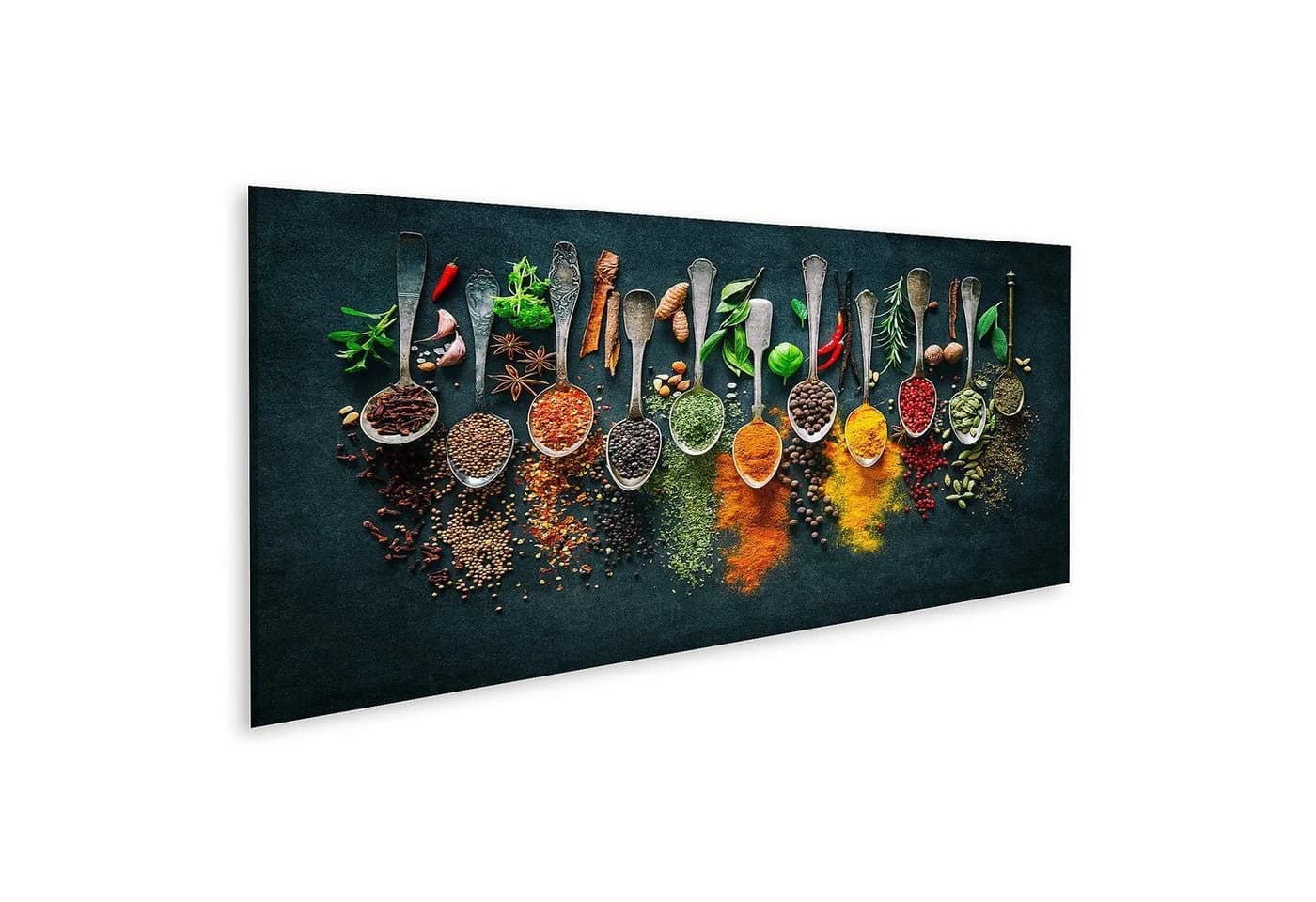 islandburner Leinwandbild Bunt Kräuter Gewürze Kochen Panorama 120x40cm - Bild 2