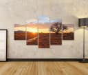 islandburner Leinwandbild Sonnenuntergang Afrikanische Savanne 5-teilig Bild 1