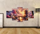 islandburner Leinwandbild Japan Kirschblüten 5-teilig 170x80cm Bild 1