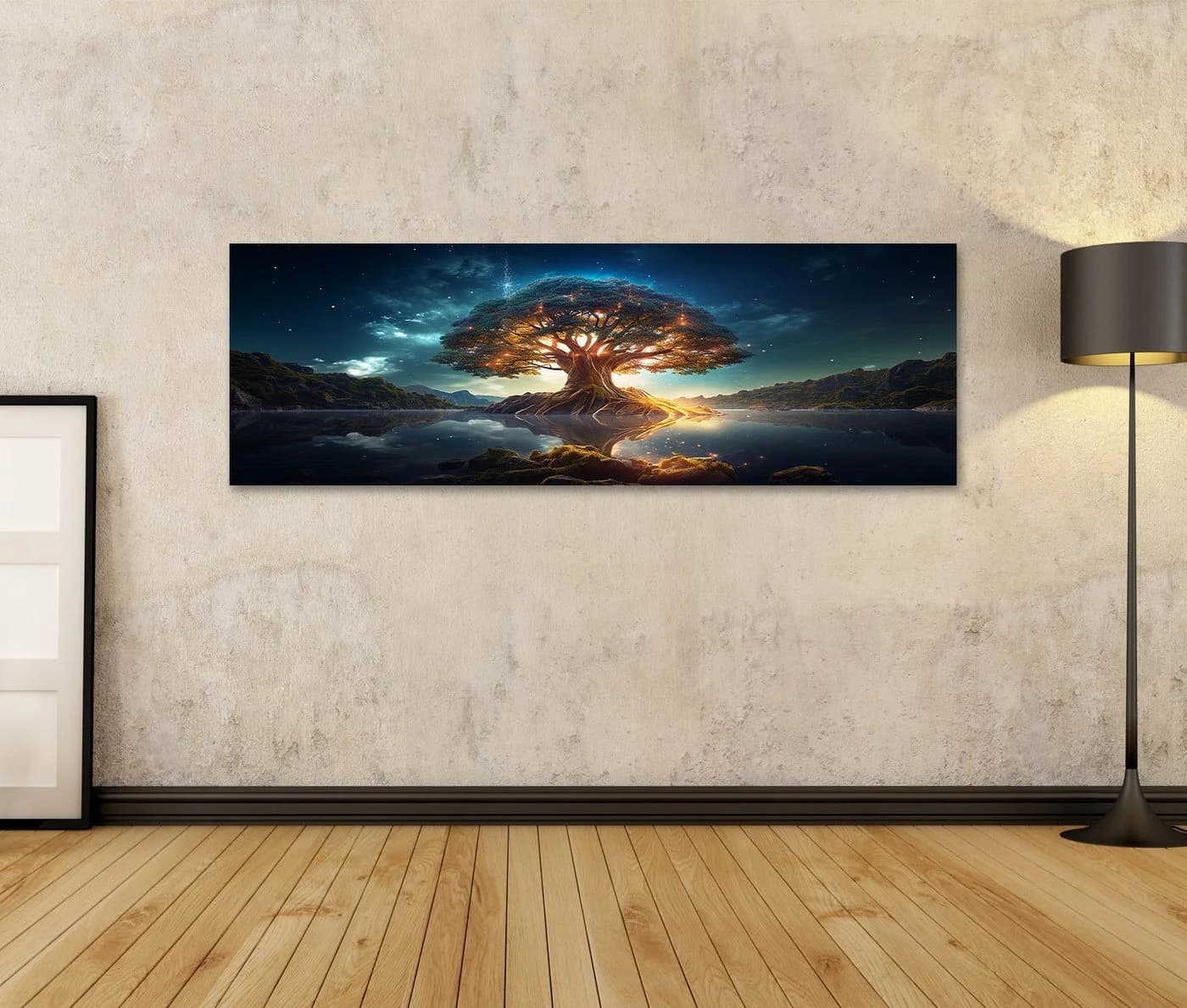 Islandburner Leinwandbild Yggdrasil Leuchtender Baum Leben