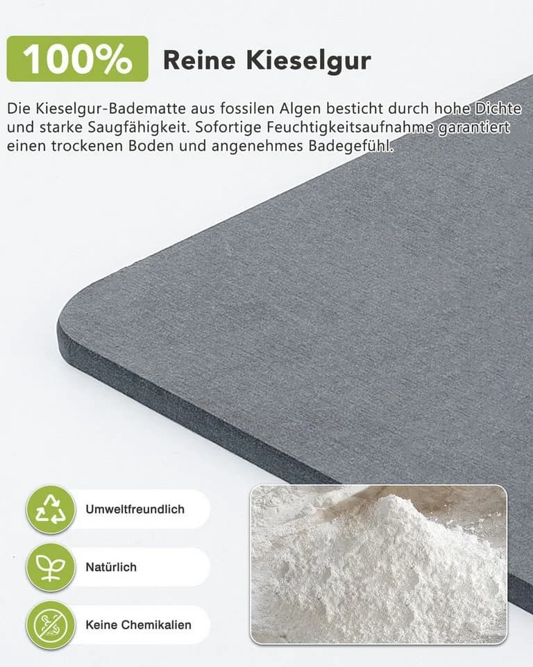 Ribelli Kieselgur Badematte Rutschfest 60x39cm - Bild 4