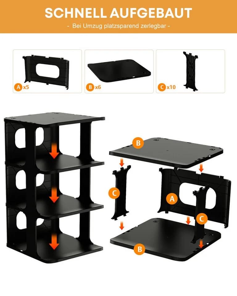 Ribelli Schuhregal 6 Ebenen Stapelbar Kunststoff Schuhablage - Bild 3
