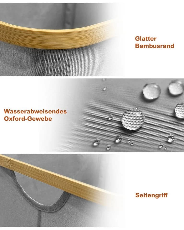 Ribelli Wäschekorb mit Deckel und Wäschesack Grau 104L - Bild 5