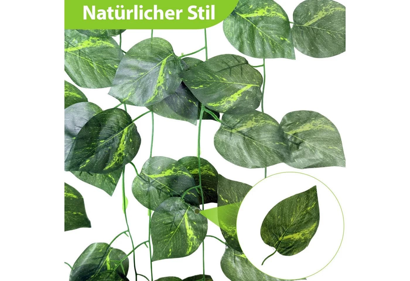 Ribelli Kunstgirlande 24 Stück Grüne Efeututeblätter DIY-Dekoration - Bild 3