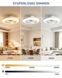 Ribelli Deckenventilator mit LED & Dimmer, 6 Geschwindigkeiten, 40W Bild 3
