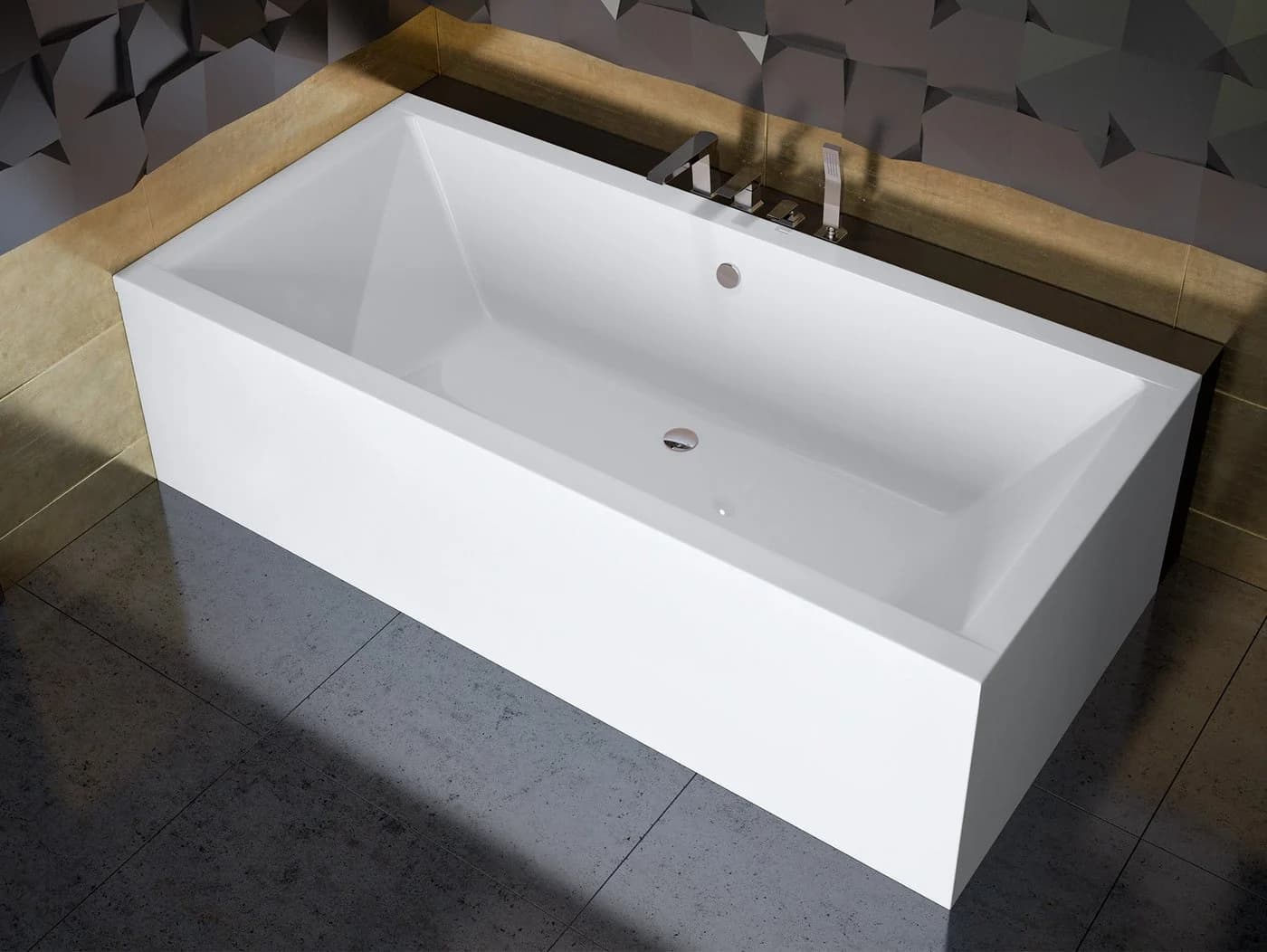 KOLMAN Badewanne Rechteck Quadro Acryl weiß mit Ablaufgarnitur - Bild 1