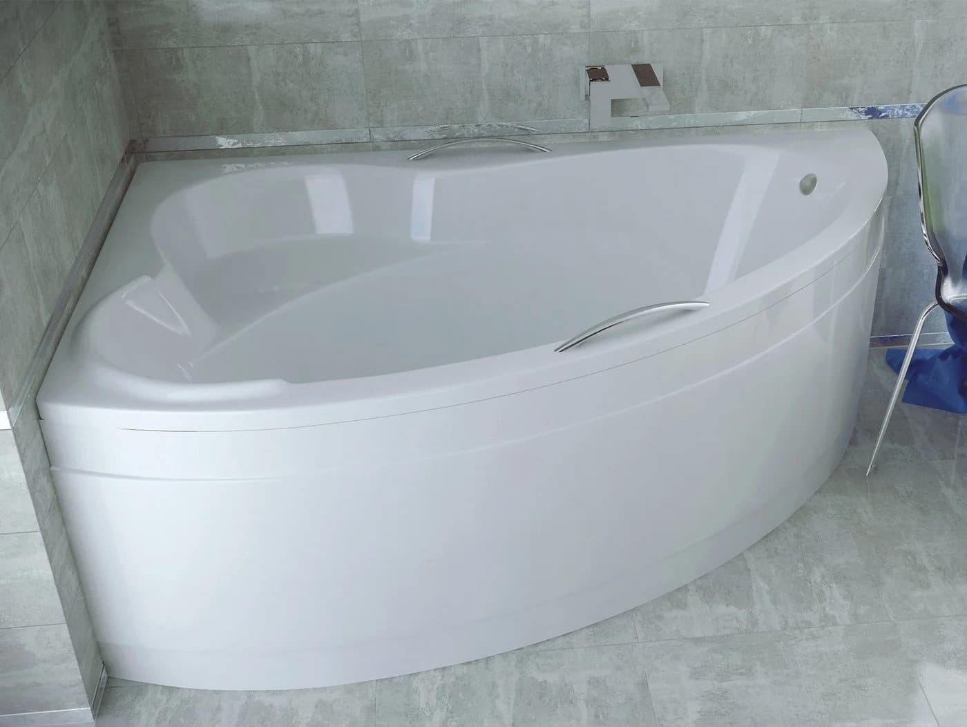 KOLMAN Eckbadewanne ADA Acryl Weiß mit Ablaufgarnitur - Bild 2