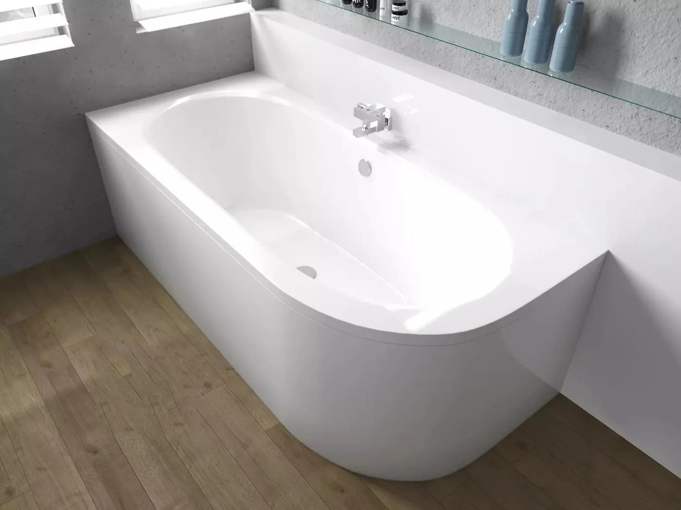 KOLMAN Eckbadewanne Avita 180x80 Acryl Weiß mit Ablaufgarnitur & Füße GRATIS
