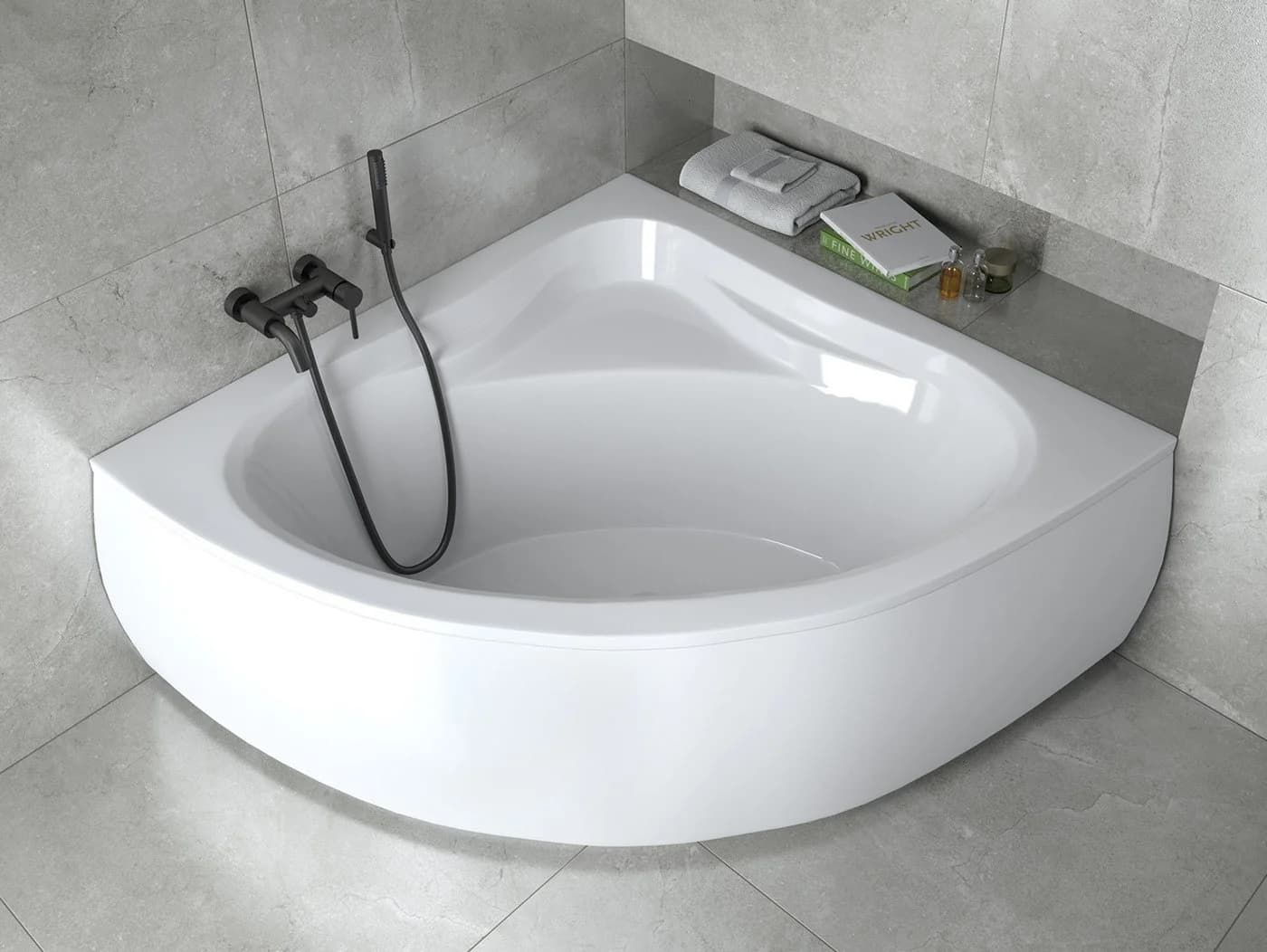 KOLMAN Eckbadewanne MIA 140x140 Acryl Weiß mit Ablaufgarnitur