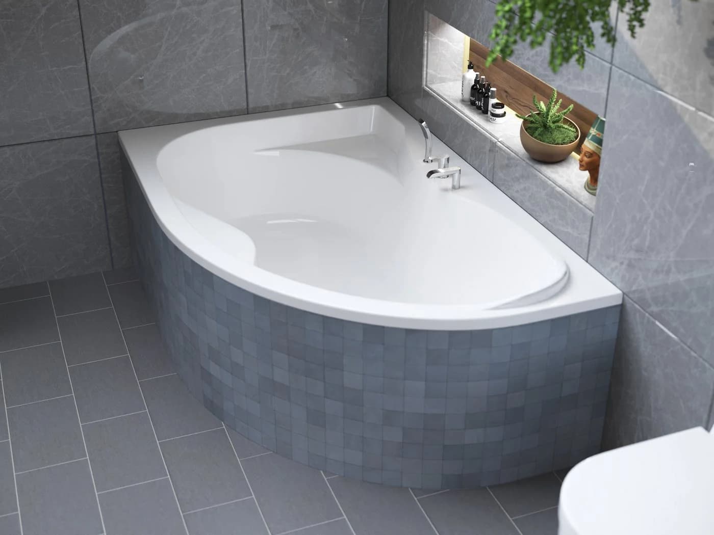 KOLMAN Eckbadewanne Dora 170x110 Acryl Weiß mit Garnitur