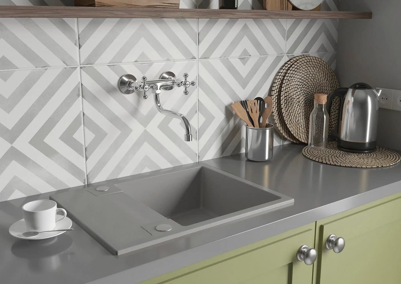 KOLMAN Küchenarmatur Wandmontage Wasserhahn STILO Küchenmischer Chrom