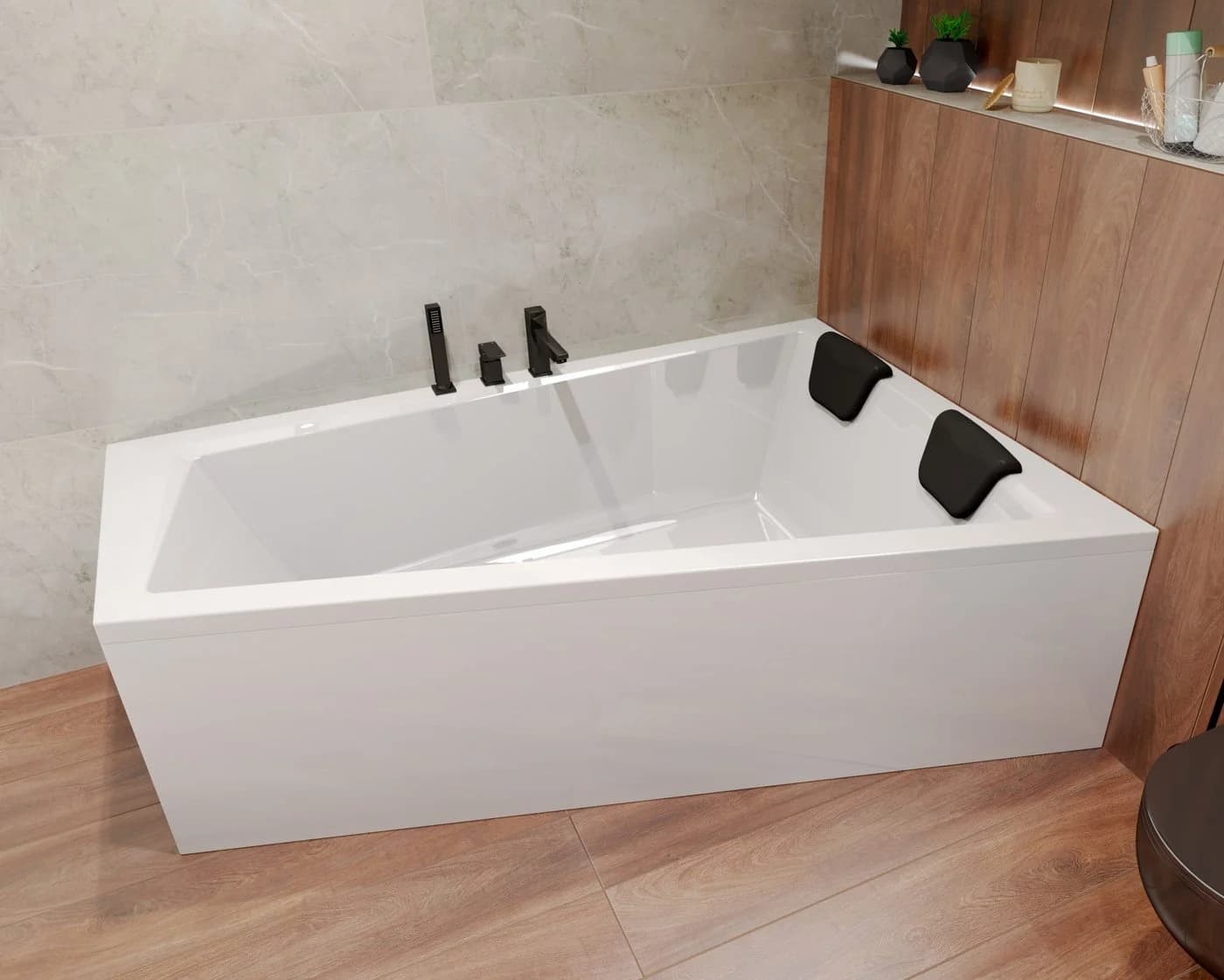 KOLMAN Badewanne Rechteck INTIMA 150x85 cm Weiß mit 2 Kopfstützen - Bild 2