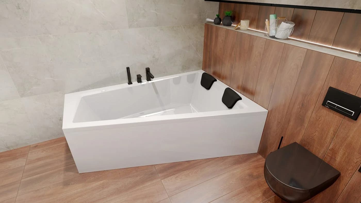 KOLMAN Badewanne Rechteck INTIMA 150x85 cm Weiß mit 2 Kopfstützen - Bild 4