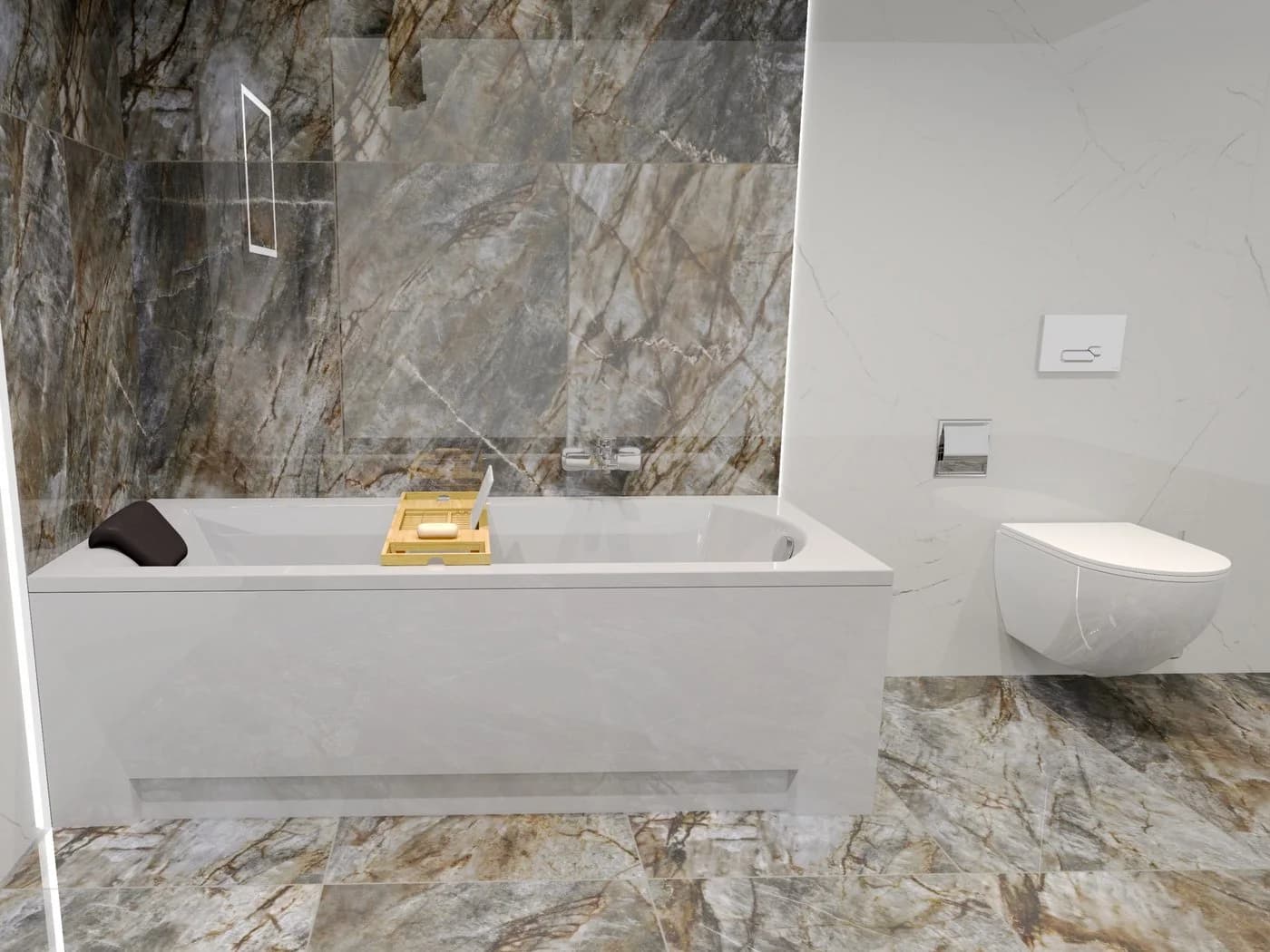 KOLMAN Badewanne SHEA Rechteck Acryl 140x70 cm + Kopfstütze Weiß
