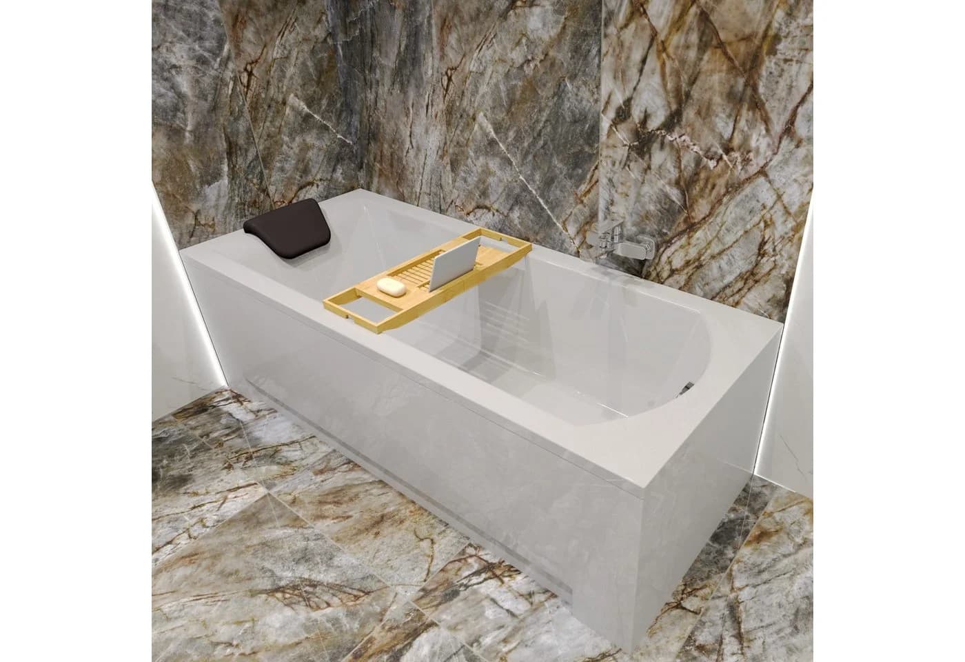 KOLMAN Badewanne SHEA Rechteck Acryl 140x70 cm + Kopfstütze Weiß - Bild 2