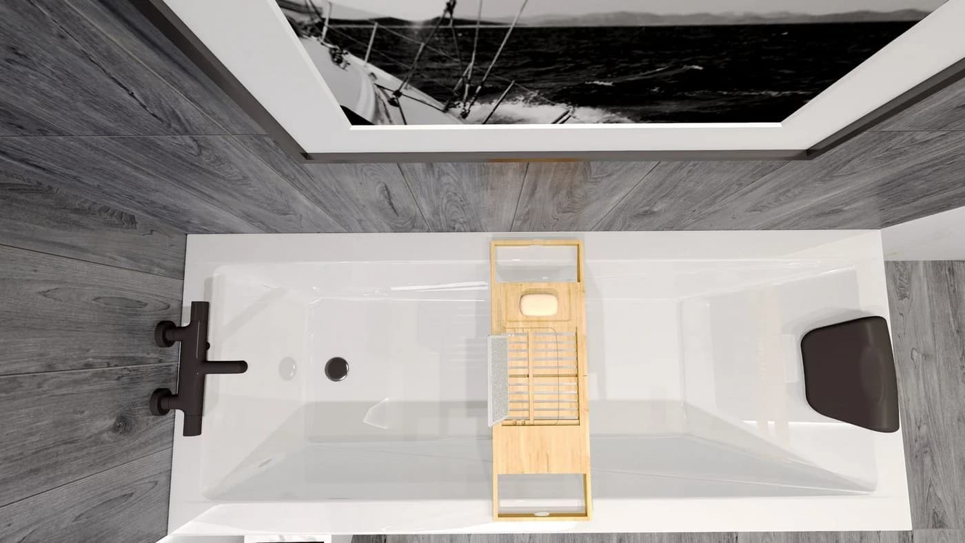 KOLMAN Badewanne MODERN Rechteck Acryl mit Schürze und Kopfstütze