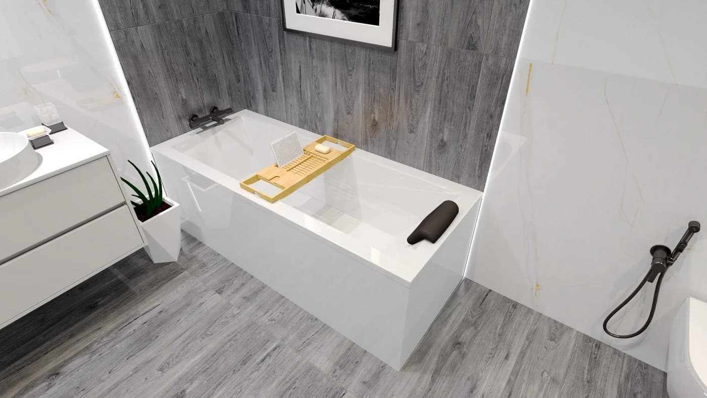 KOLMAN Badewanne MODERN Rechteck Acryl mit Schürze und Kopfstütze - Bild 5