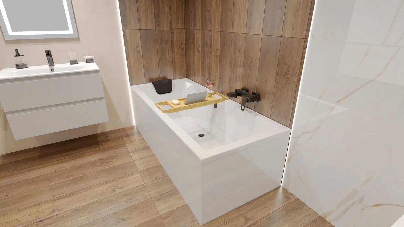 KOLMAN Badewanne QUADRO 155x70 Acryl mit Schürze & Kopfstütze - Bild 4
