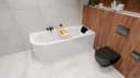 KOLMAN AVITA Eckbadewanne 160x75 Weiß mit Acrylschürze und Kopfstütze Bild 1