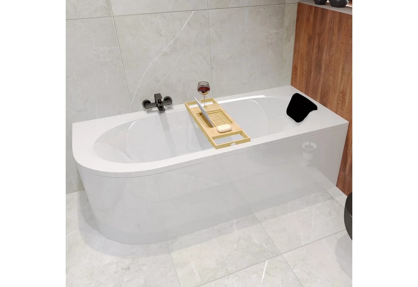 KOLMAN AVITA Eckbadewanne 160x75 Weiß mit Acrylschürze und Kopfstütze - Bild 2